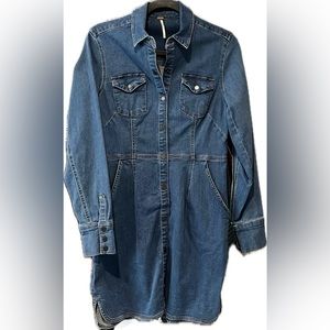 *New*Free People long sleeve  denim dress size M